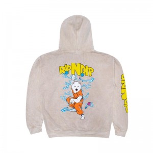 Beige Wash Ripndip Super Sanerm Hoodie | USATV2399