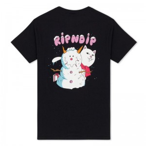 Black Ripndip Frosty The Snownerm Shirts | USASO2769