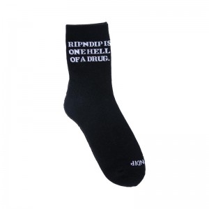 Black Ripndip Hell Of A Drug Mid Socks | USAWY2350