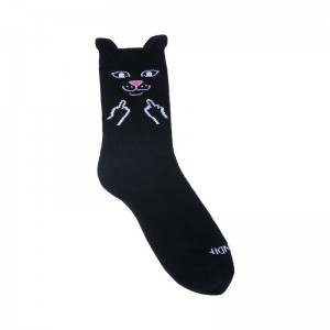 Black Ripndip Jerm Face Mid Socks | USAMA2352