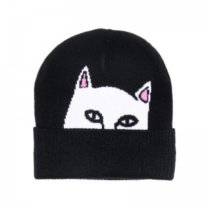 Black Ripndip Peeking Nermal Beanie | USAHK2907