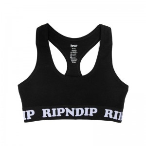 Black Ripndip Peeking Nermal Sports Bra | USABC2898