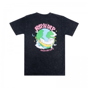 Black Wash Ripndip High On Life Shirts | USACE2758