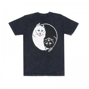 Black Wash Ripndip Nermal Ying Yang Shirts | USALH2690