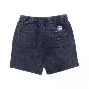 Black Wash Ripndip Peek A Nermal Sweat Shorts | USAVD2802