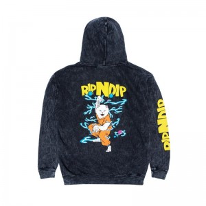 Black Wash Ripndip Super Sanerm Hoodie | USARW2400