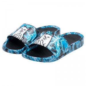 Black / Blue Ripndip Nikola Slides | USAEX2991