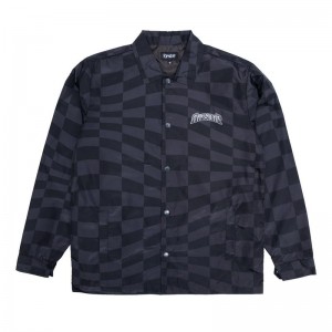 Black / Grey Ripndip Checked Coaches Jackets | USAHK2518