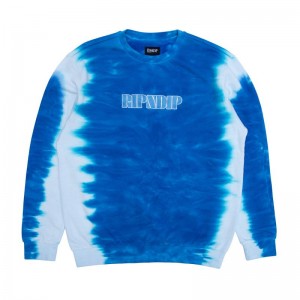 Blue Stripes Ripndip Wilshire Embroidered Crewneck Hoodie | USAZG2436