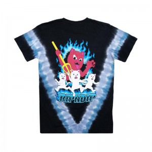 Blue / Black Ripndip Hades Shirts | USAMA2657