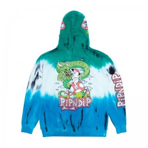 Blue / Green Stripes Ripndip Sensai Embroidered Hoodie | USAIS2422