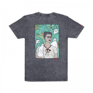 Grey Wash Ripndip Nermal Portrait Shirts | USAHK2693