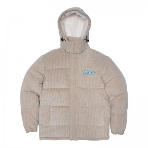 Khaki Ripndip Intertwined Corduroy Puffer Jackets | USAQZ2507