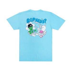 Light Blue Ripndip Relaxed Shirts | USALH2735