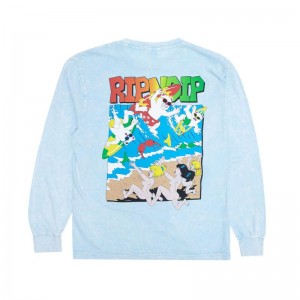 Light Blue Wash Ripndip Summer Break Long Sleeve | USAPQ2576