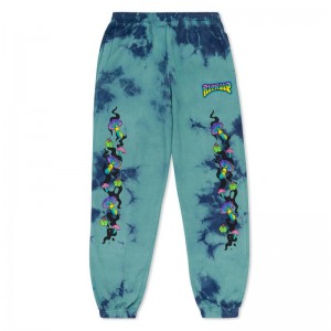 Navy / Light Turquoise Wash Ripndip Psychedelic Garden Sweatpants | USAYU2890