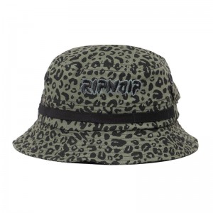 Olive Ripndip Spotted Cotton Twill Bucket Hats | USADN2928