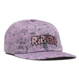 Purple Ripndip We Don't Care 6 Panel Hats | USADN2954