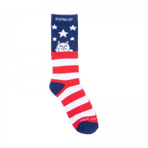 Red / White / Blue Ripndip Fuck Ya Merca Socks | USASO2340