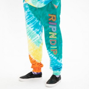 Turquoise Multicolor Ripndip Prisma Sweatpants | USADN2883