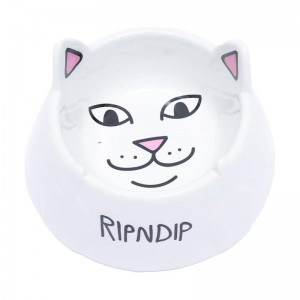 White Ripndip Lord Nermal Pet Bowl Accessories | USAQZ2208