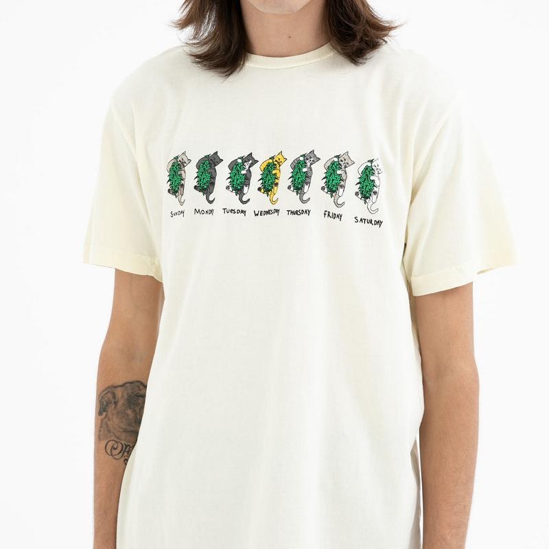 Beige Ripndip Days Of The Week Shirts | USANB2755