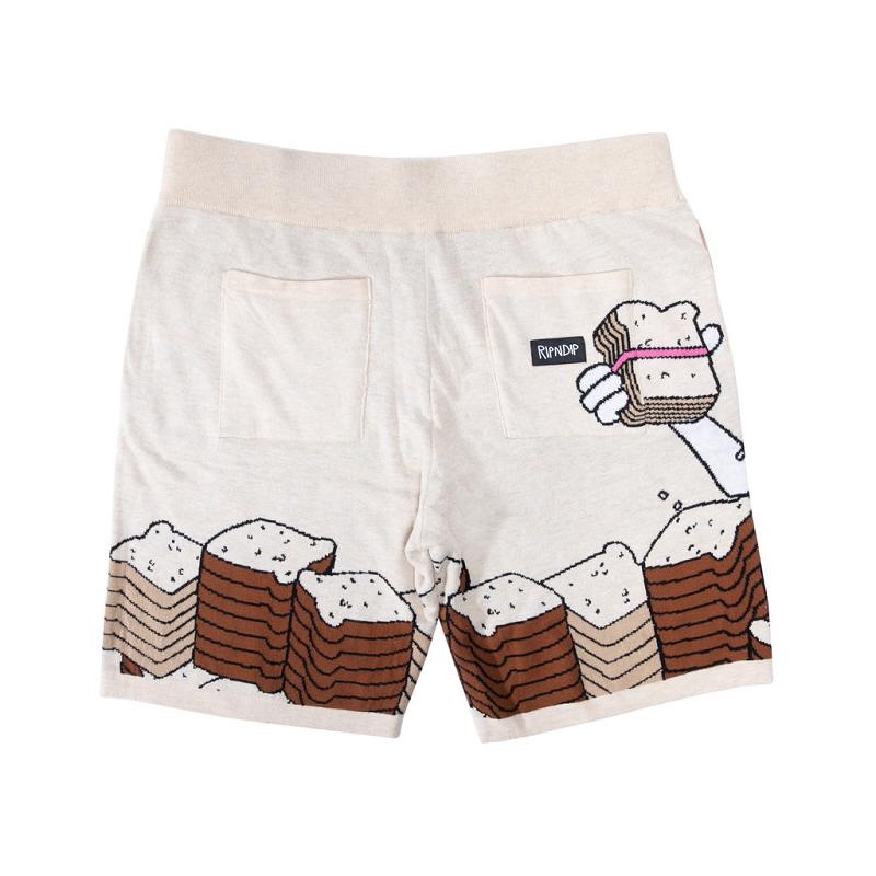 Beige Ripndip Lets Get this Bread Knit Shorts | USAFM2546