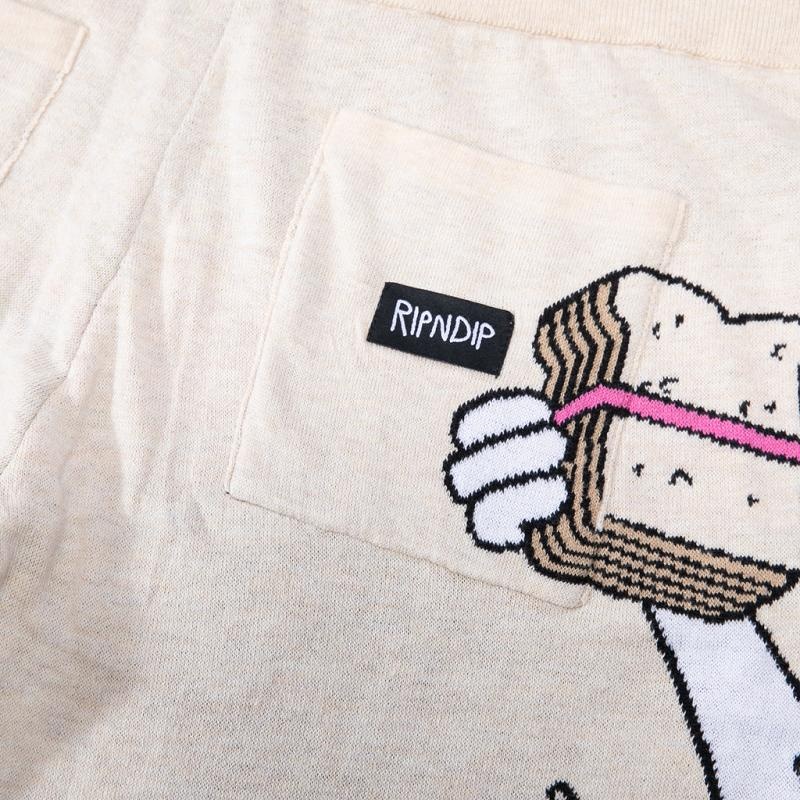 Beige Ripndip Lets Get this Bread Knit Shorts | USAFM2546