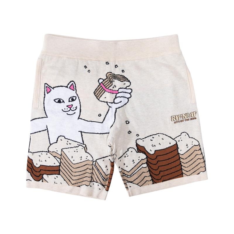 Beige Ripndip Lets Get this Bread Knit Shorts | USAFM2546