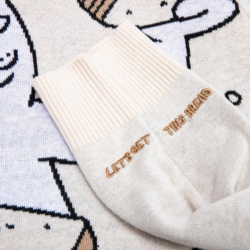 Beige Ripndip Lets Get this Bread Knit Sweaters | USAIS2862