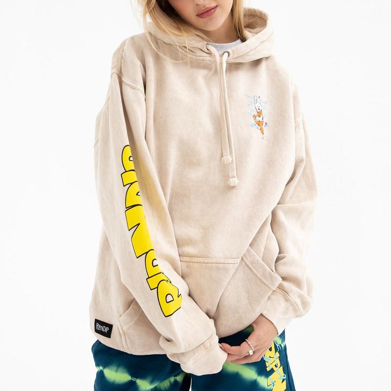 Beige Wash Ripndip Super Sanerm Hoodie | USATV2399