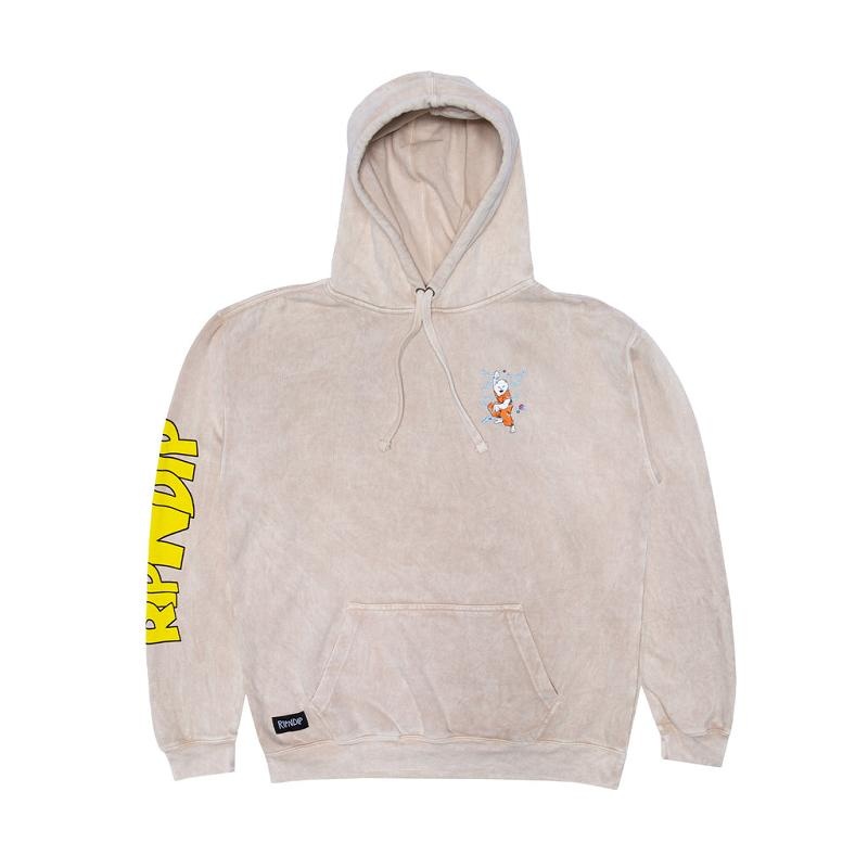 Beige Wash Ripndip Super Sanerm Hoodie | USATV2399