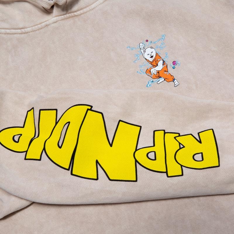 Beige Wash Ripndip Super Sanerm Hoodie | USATV2399