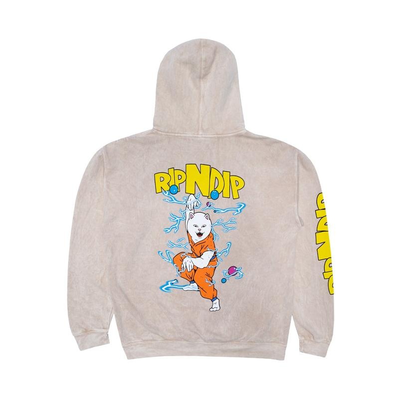 Beige Wash Ripndip Super Sanerm Hoodie | USATV2399