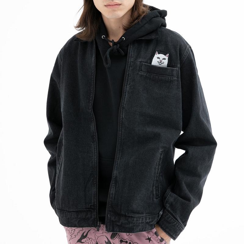 Black Blue Ripndip La Brea Peeking Nermal Work Jackets | USAOR2525