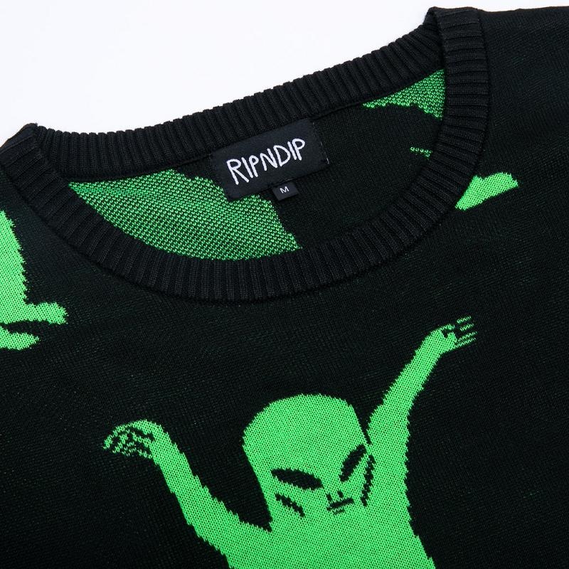 Black Ripndip Alien Dance Party Knit Sweaters | USAEX2867