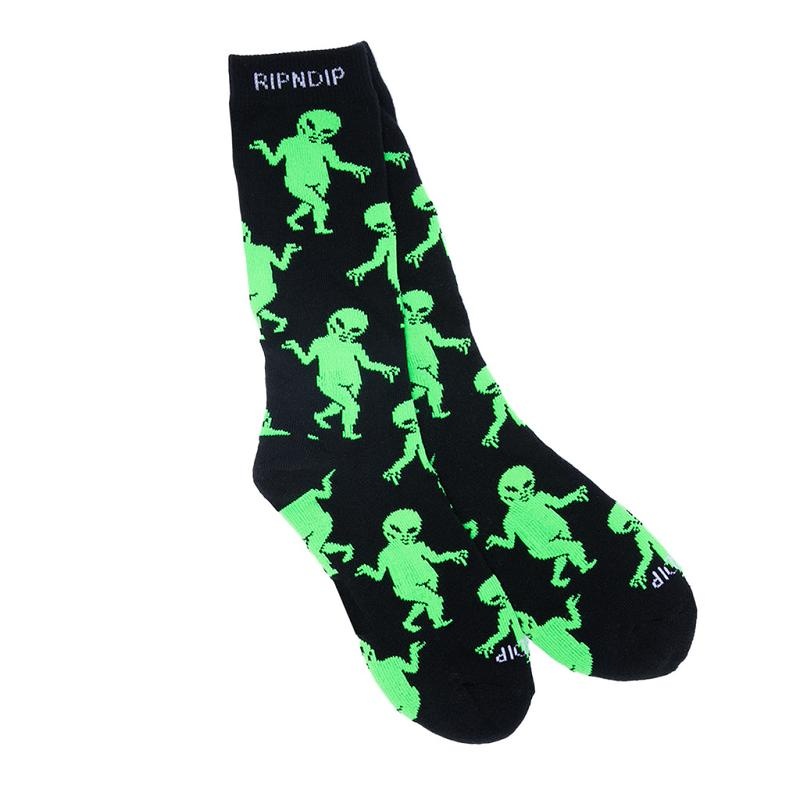 Black Ripndip Alien Dance Party Socks | USARW2348