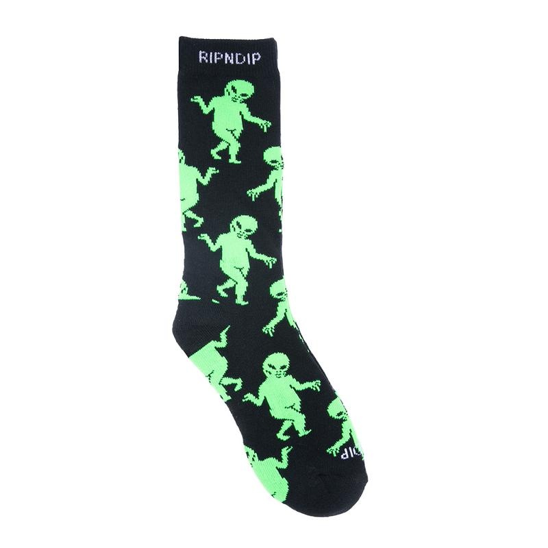 Black Ripndip Alien Dance Party Socks | USARW2348