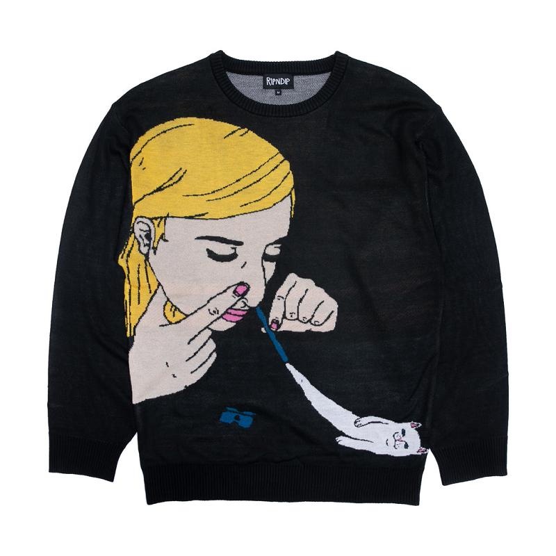 Black Ripndip Coconerm Knit Sweaters | USARW2866