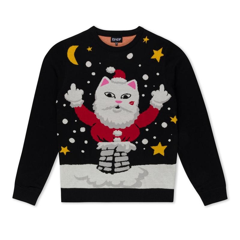 Black Ripndip Deck The Halls Knit Sweaters | USABC2872