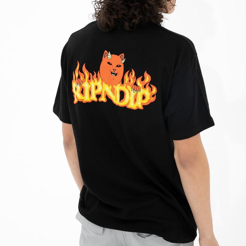 Black Ripndip Devils Work Shirts | USAUT2703