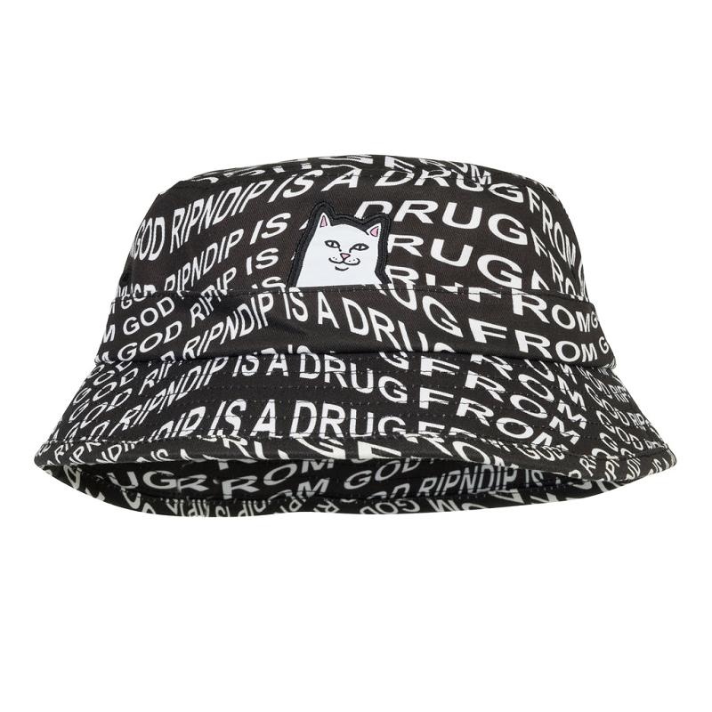 Black Ripndip Drug From God Lord Nermal Bucket Hats | USAQZ2940