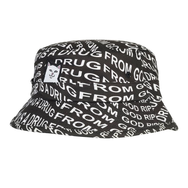 Black Ripndip Drug From God Lord Nermal Bucket Hats | USAQZ2940