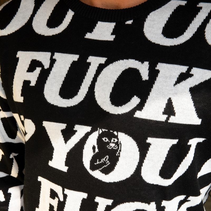 Black Ripndip Fuck You Knit Sweaters | USAAP2859