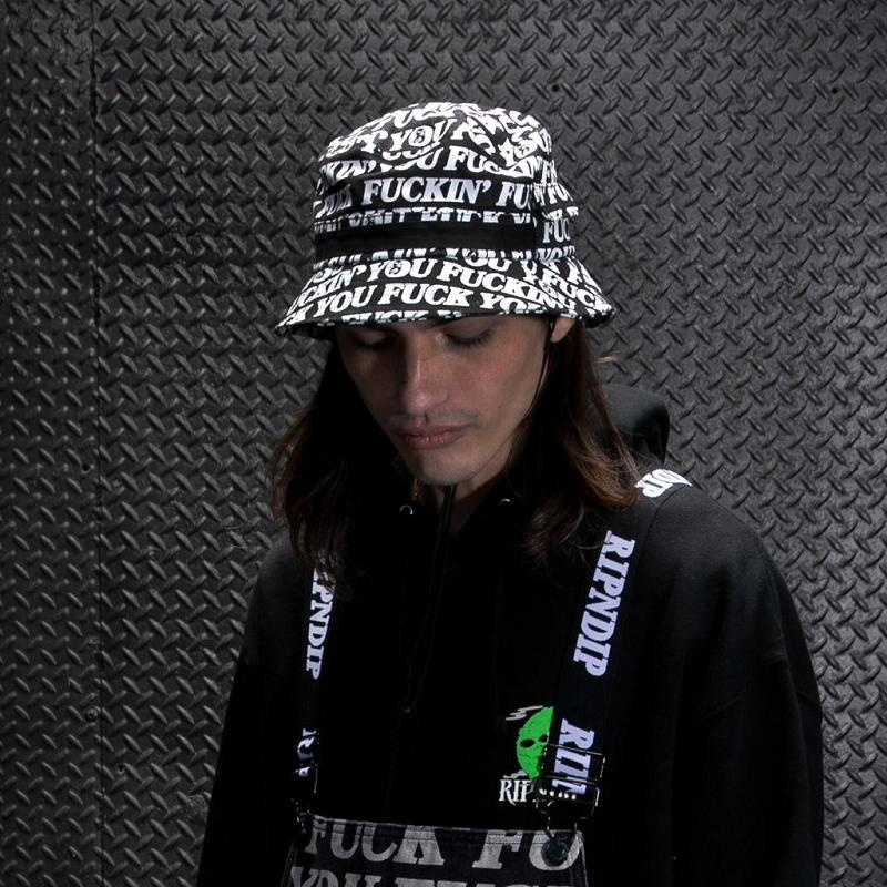 Black Ripndip Fuckin Fuck Boonie Denim Bucket Hats | USANB2942