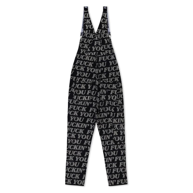 Black Ripndip Fuckin Fuck Denim Overalls Pants | USASO2627