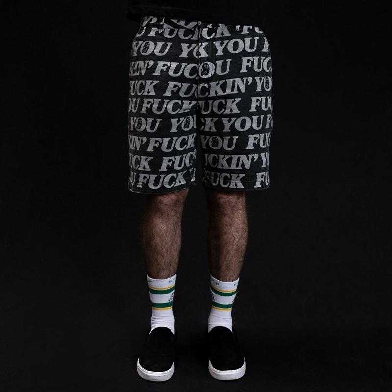 Black Ripndip Fuckin Fuck Denim Shorts | USARW2848