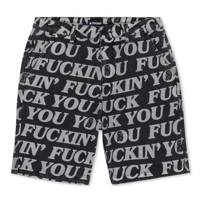 Black Ripndip Fuckin Fuck Denim Shorts | USARW2848