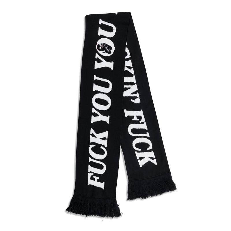 Black Ripndip Fuckin Fuck Knit Scarf Accessories | USADN2246