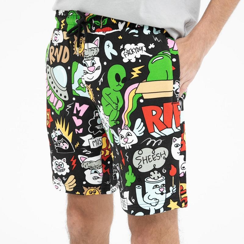 Black Ripndip Good Day Sweat Shorts | USAAP2841